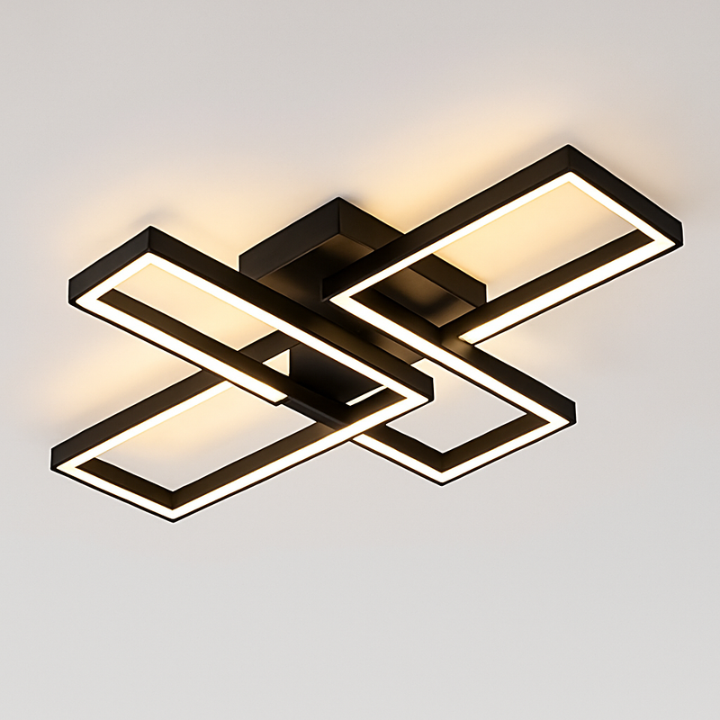 Plafonnier Led au design nordique moderne en aluminium blanc/noir avec télécommande