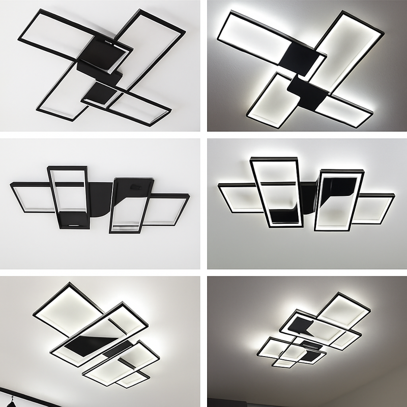 Plafonnier Led au design nordique moderne en aluminium blanc/noir avec télécommande