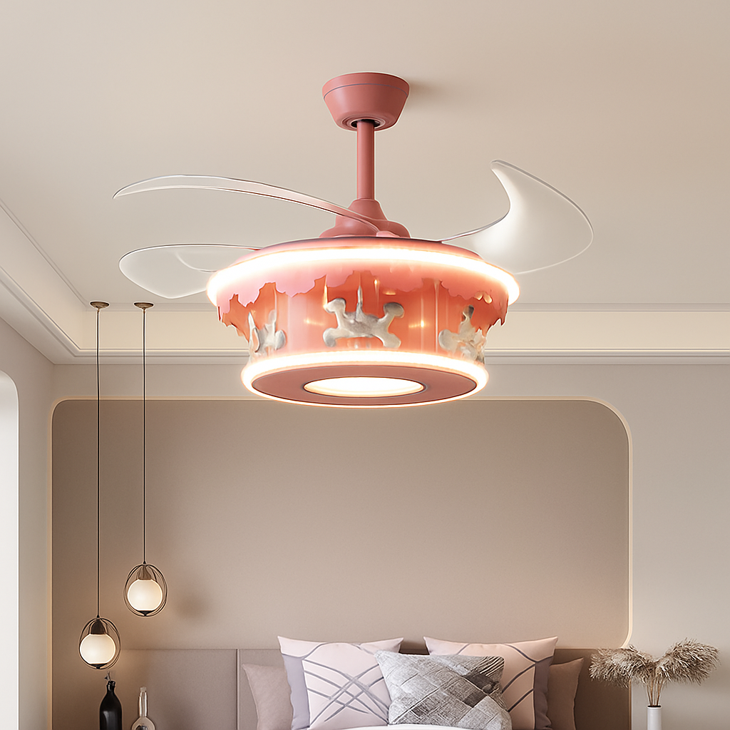 plafonnier led carrousel créative dessin animé luminaire pour filles - vue 4 sur 8