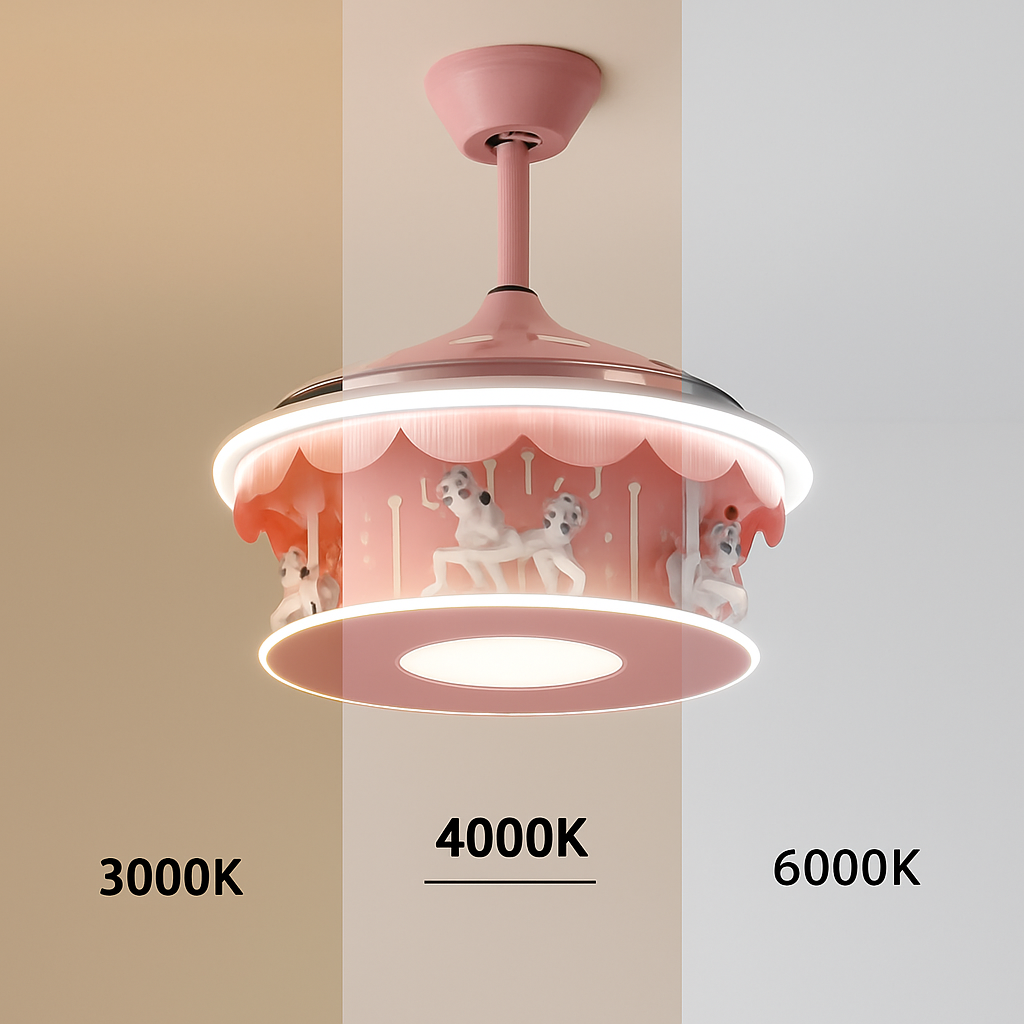 plafonnier led carrousel créative dessin animé luminaire pour filles - vue 5 sur 8