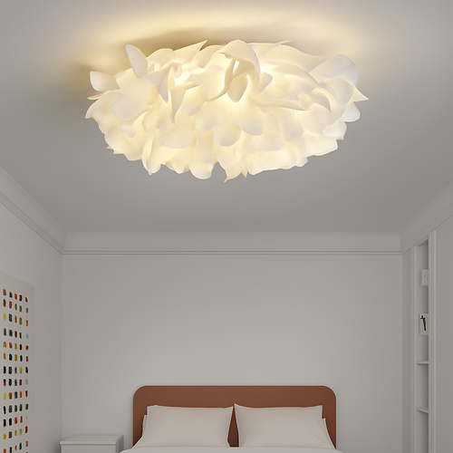 Plafonnier LED chic nordique fleurs blanches - vue 2 sur 6