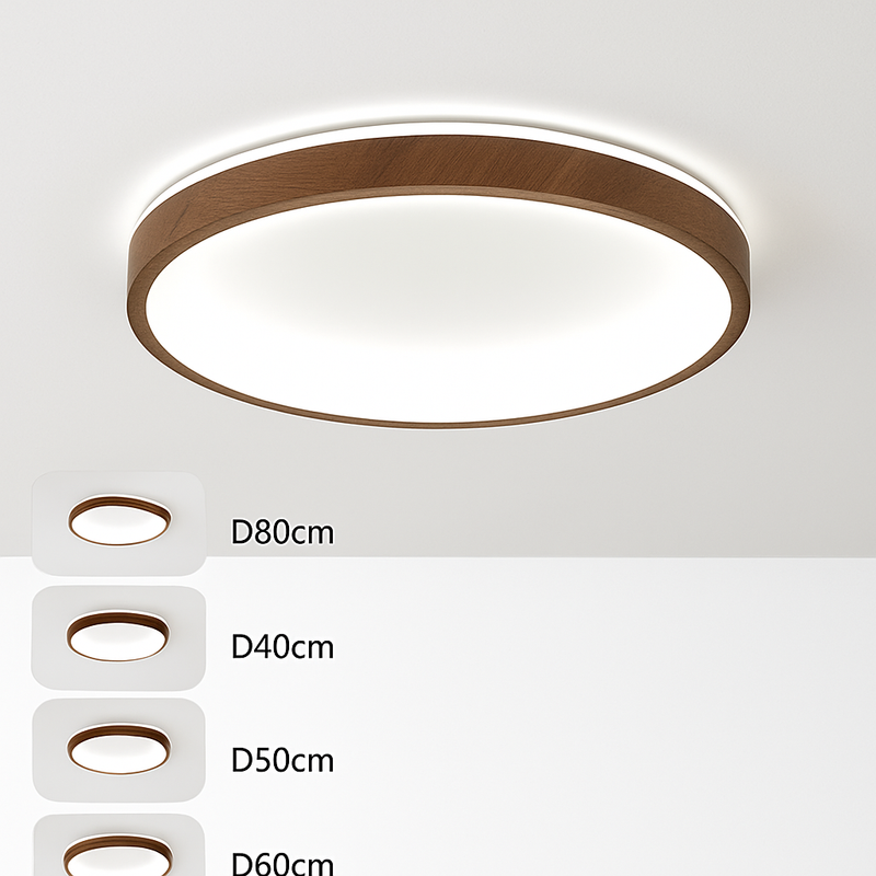 plafonnier led circulaire grain de bois design moderne éclairage minimaliste