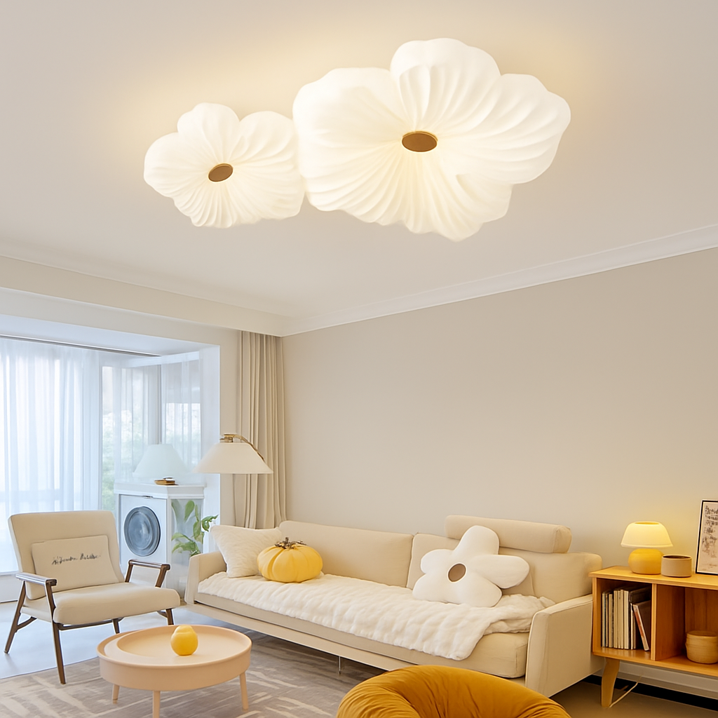 plafonnier led décoratif en forme de fleur style nordique - vue 4 sur 12