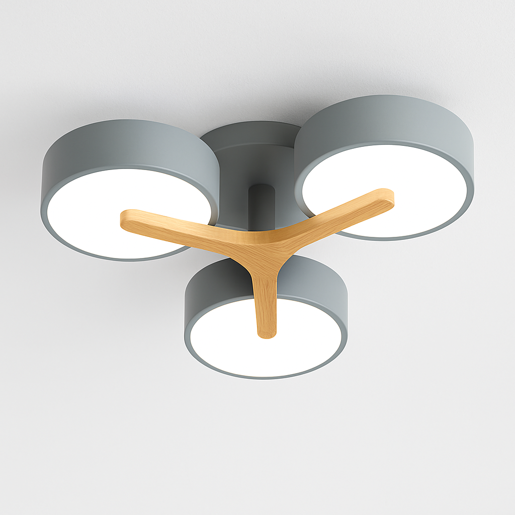 plafonnier led design nordique en bois pour décoration intérieure - vue 6 sur 17