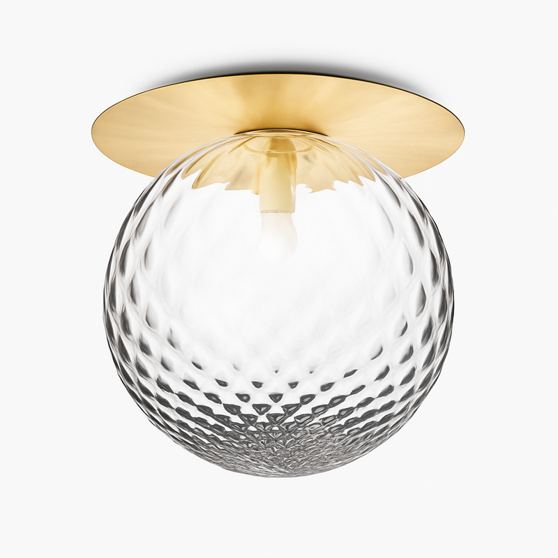 Plafonnier LED design rond doré avec boule en verre Porch