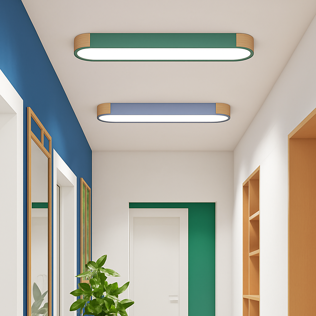 plafonnier led dimmable en bois pour divers espaces - vue 3 sur 15