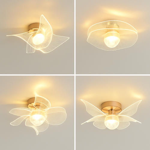 plafonnier led doré style nordique acrylique décoratif éclairage - vue 3 sur 10