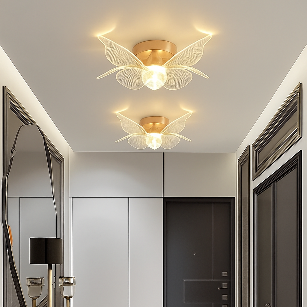 plafonnier led doré style nordique acrylique décoratif éclairage - vue 5 sur 10