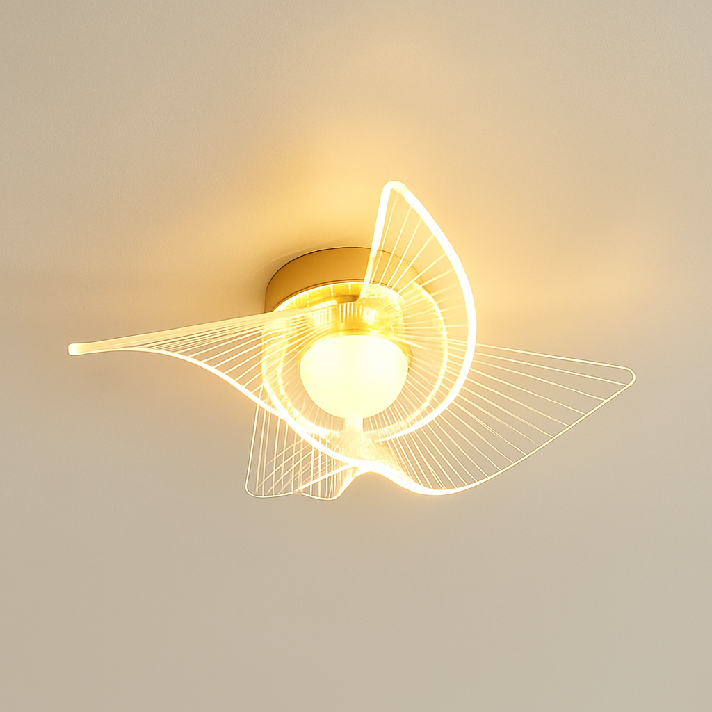 plafonnier led doré style nordique acrylique décoratif éclairage - vue 6 sur 10