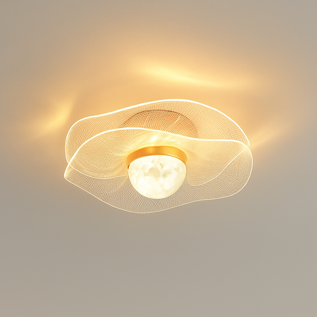 plafonnier led doré style nordique acrylique décoratif éclairage - vue 7 sur 10