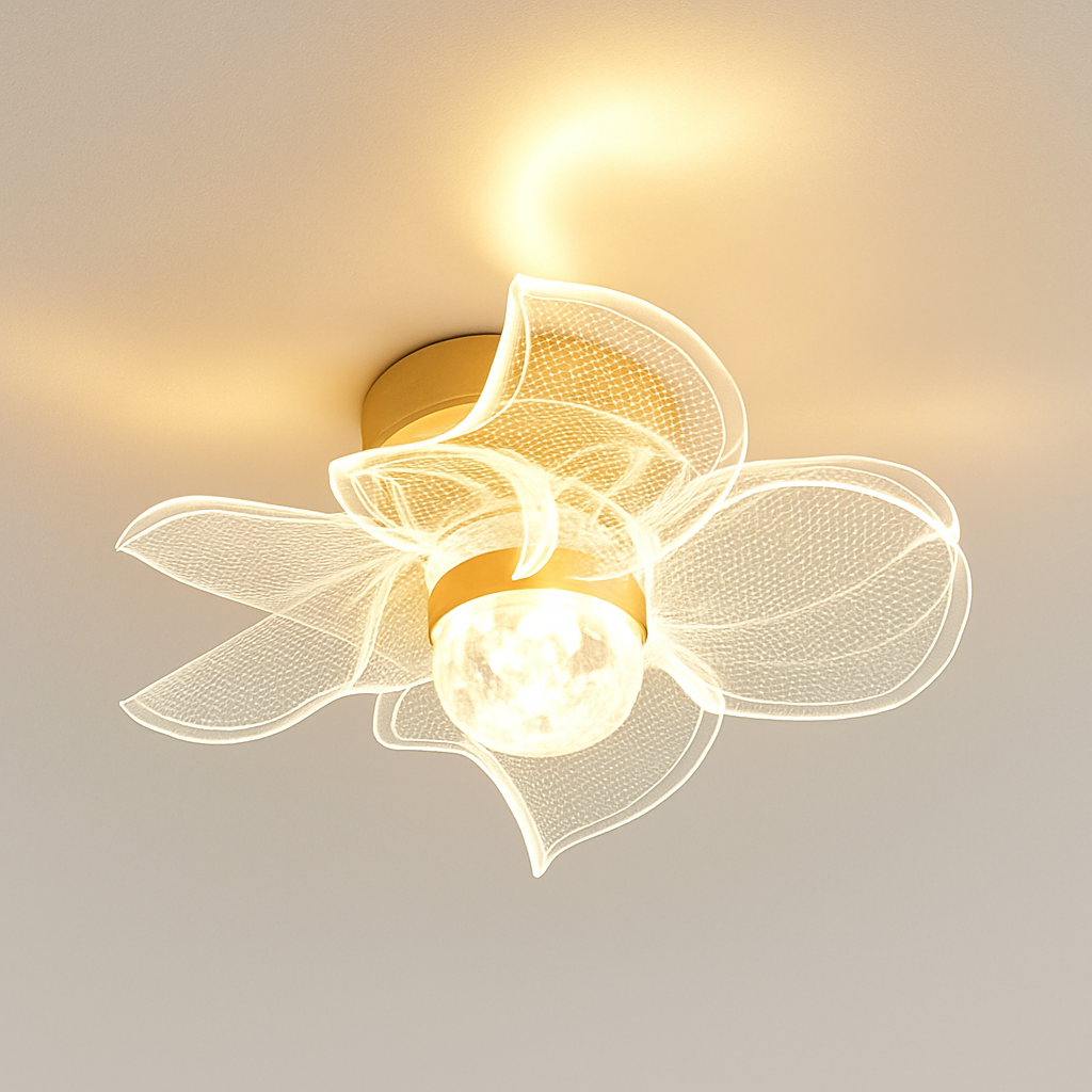 plafonnier led doré style nordique acrylique décoratif éclairage - vue 10 sur 10