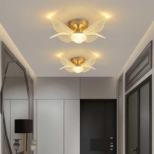 plafonnier led doré style nordique moderne en acrylique - vue 5 sur 10