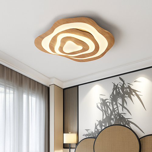 plafonnier led en bois design japonais moderne irrégulier décoratif