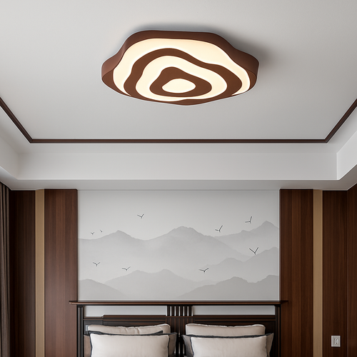 plafonnier led en bois design japonais moderne irrégulier décoratif - vue 3 sur 10