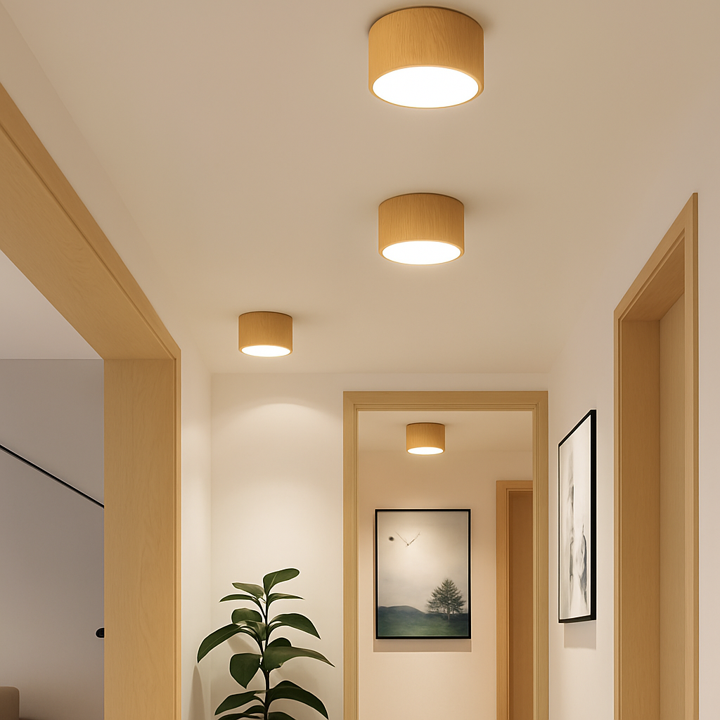 plafonnier led en bois design nordique suspendu pour intérieur moderne - vue 5 sur 9