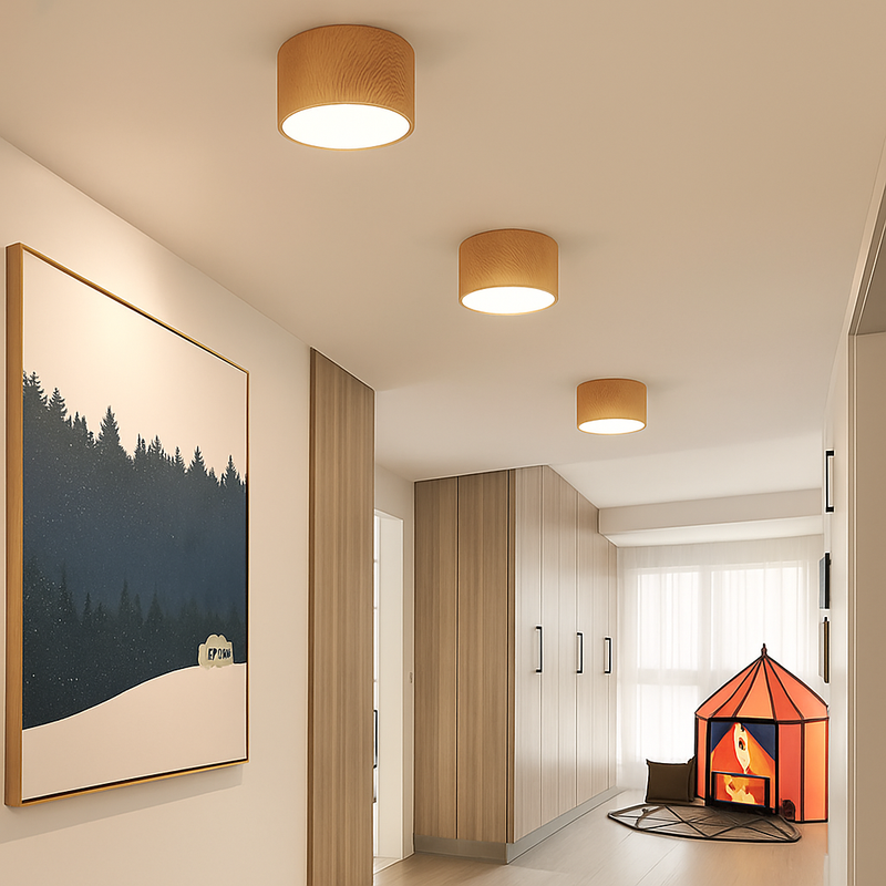 plafonnier led en bois design nordique suspendu pour intérieur moderne