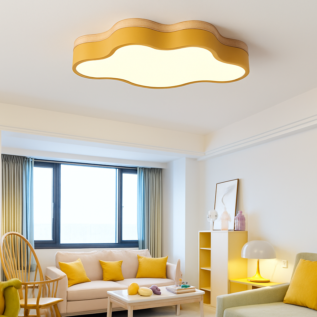 Plafonnier LED en bois nuage Botimi - vue 4 sur 8