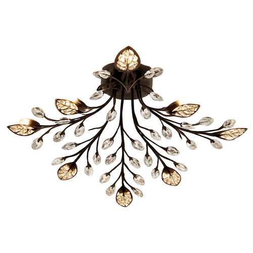 Plafonnier LED en cristal en forme de fleurs et feuilles