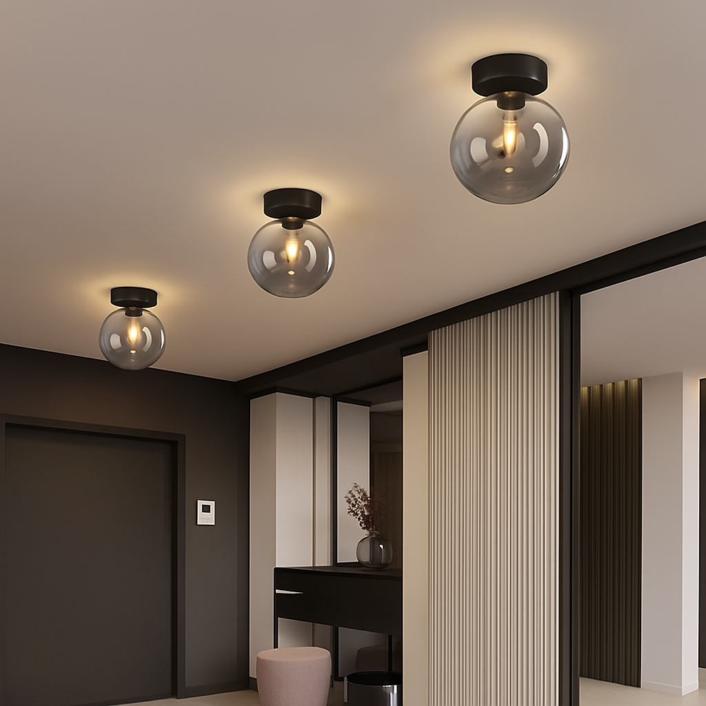 Plafonnier LED en verre au design moderne - vue 6 sur 14