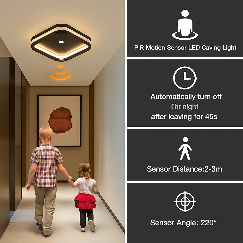plafonnier led intelligent avec capteur de mouvement pir - vue 5 sur 16