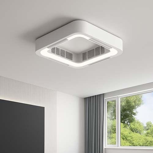 plafonnier led moderne avec ventilateur et télécommande - vue 2 sur 8