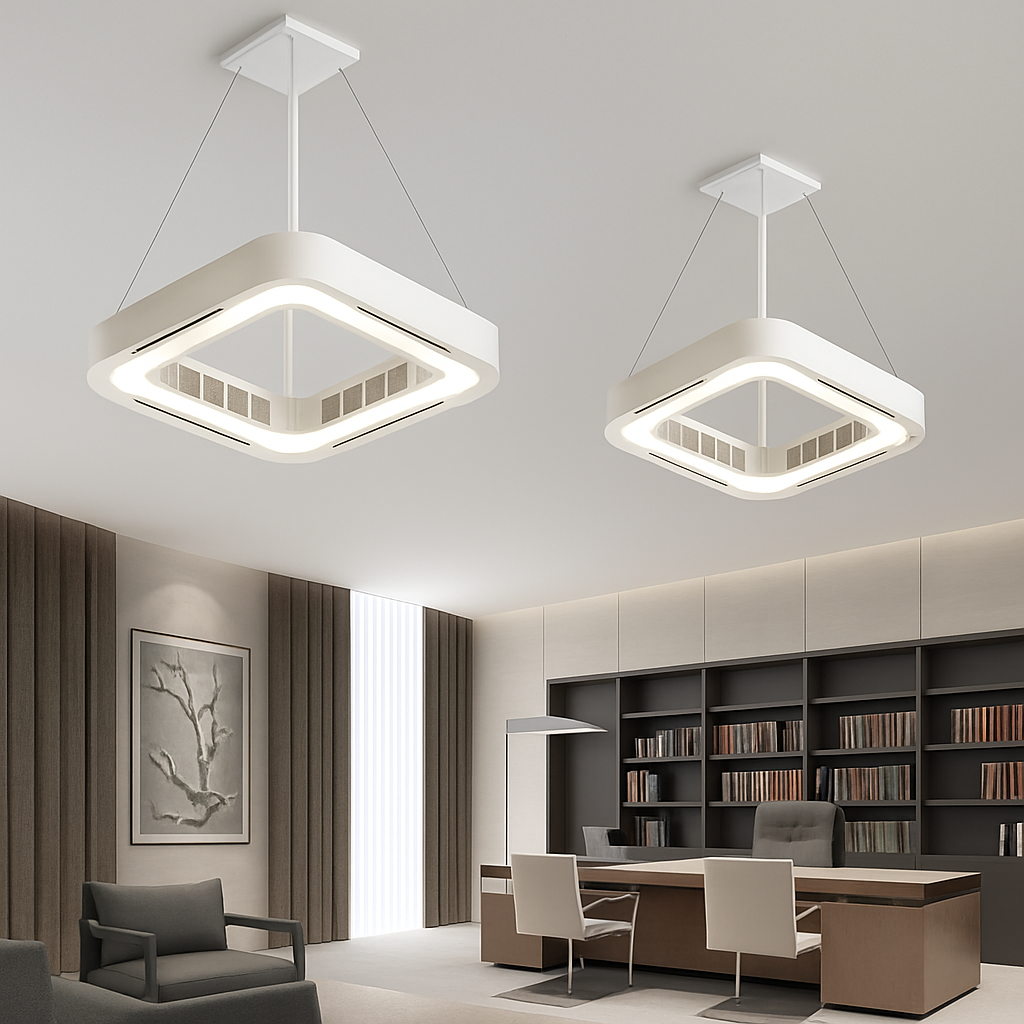 plafonnier led moderne avec ventilateur et télécommande - vue 3 sur 8