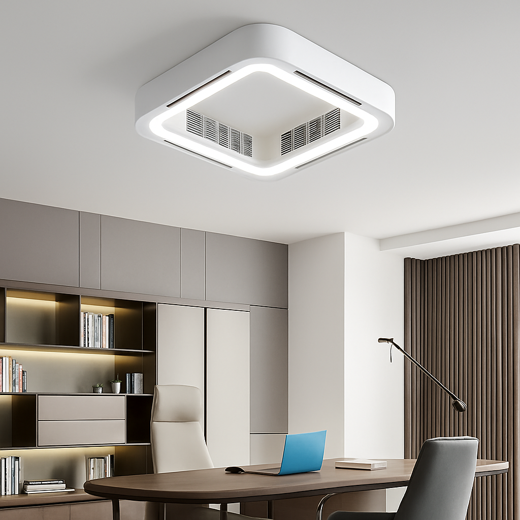 plafonnier led moderne avec ventilateur et télécommande - vue 6 sur 8
