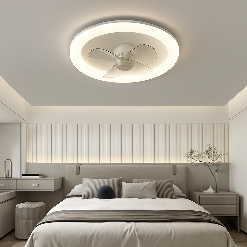 plafonnier led moderne avec ventilateur télécommandé et luminosité réglable - vue 5 sur 11