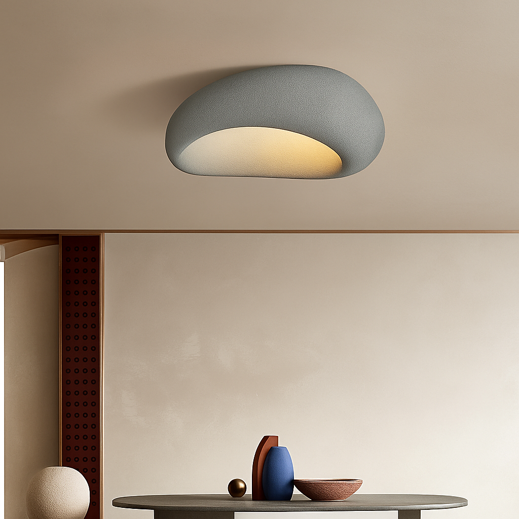 plafonnier led moderne wabi sabi lustre décoration maison - vue 3 sur 11