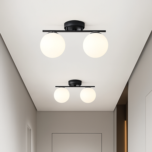 plafonnier led nordique en verre boule créative dorée - vue 7 sur 12