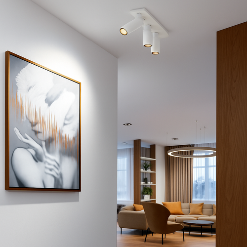 plafonnier led réglable à deux ou trois têtes en aluminium - vue 2 sur 11