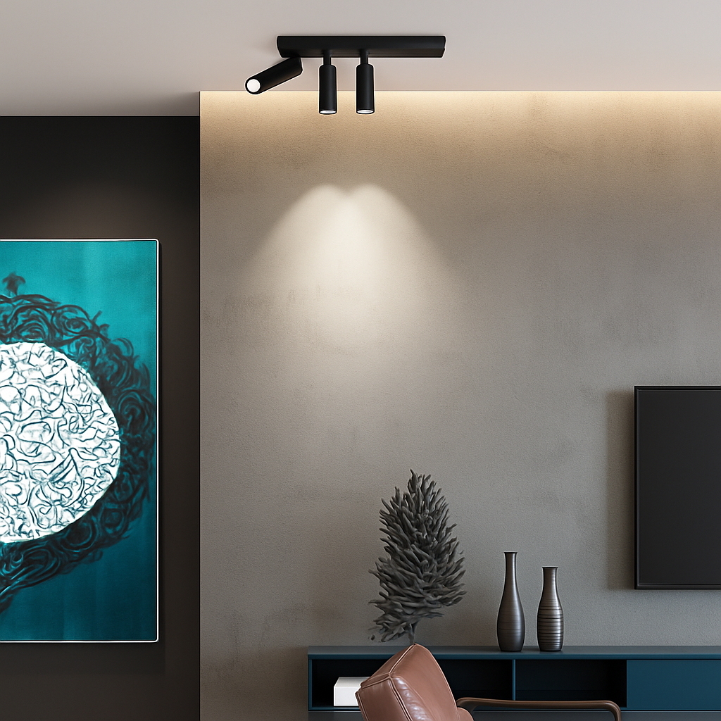 plafonnier led réglable à deux ou trois têtes en aluminium - vue 5 sur 11