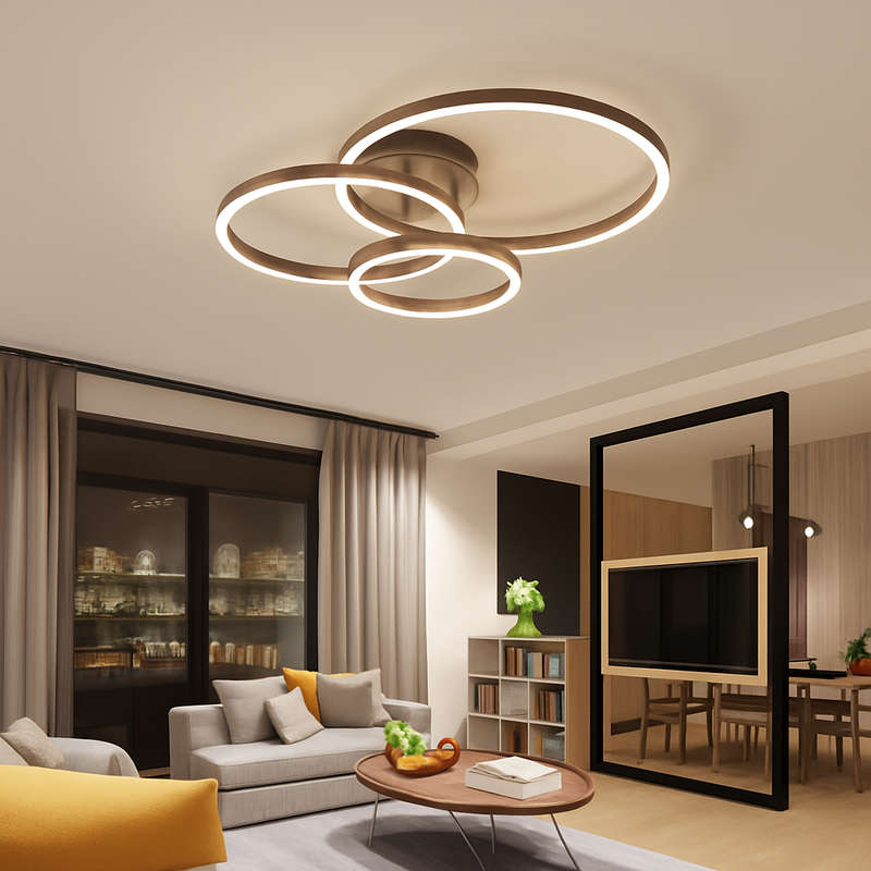 plafonnier led rond doré avec abat-jour acrylique créatif