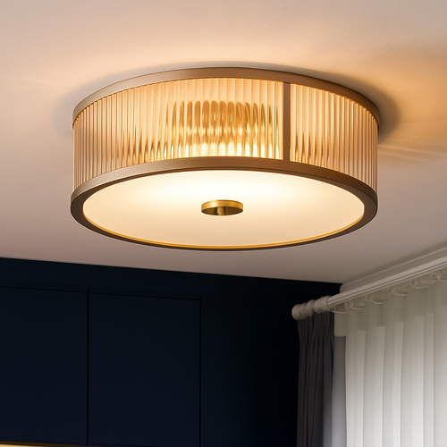 plafonnier led rond moderne minimaliste en pur cuivre seiko américain - vue 4 sur 10
