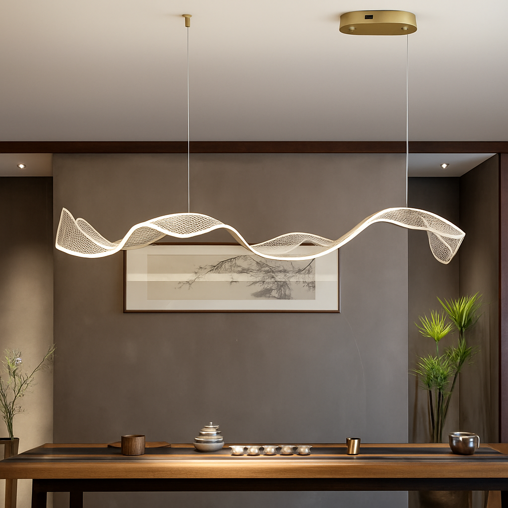 plafonnier led suspendu style art déco en fil acrylique réglable - vue 5 sur 8