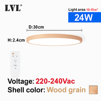 Plafonnier Led télécommandé moderne Grain de bois doré 24W 32W chambre salon cuisine salle de bains RC plafonnier à intensité variable