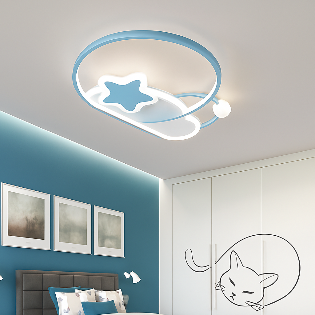 plafonnier led étoile lumineux décoratif chambre enfant dessin animé - vue 4 sur 18