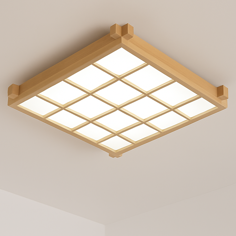 plafonnier led ultra-mince en bois style japonais avec couverture en peau de mouton