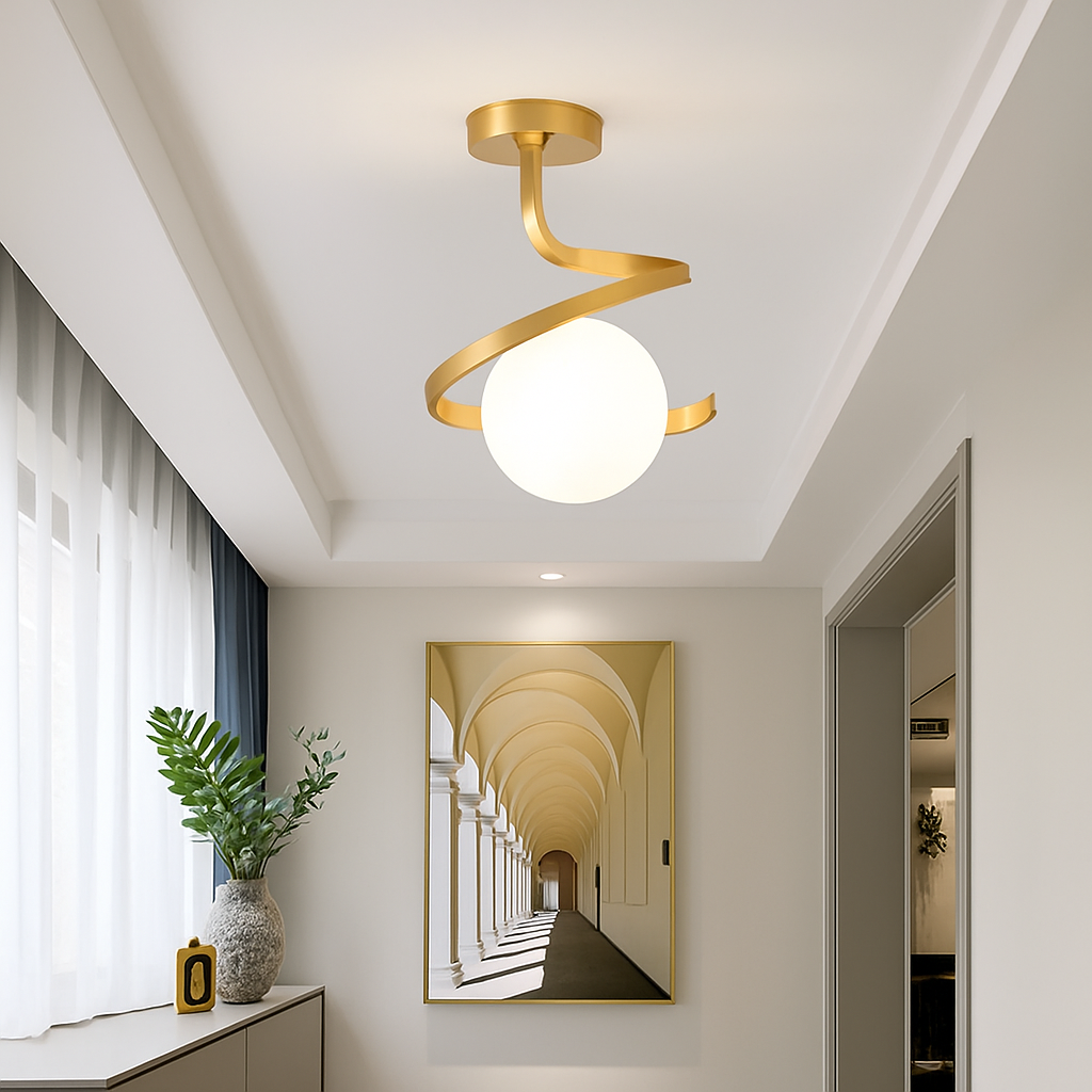 Plafonnier Luminaire Nordique Verre Boule - vue 5 sur 8