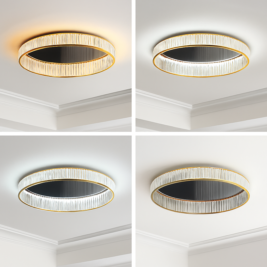 Plafonnier luxe moderne LED dorée rond - vue 4 sur 13
