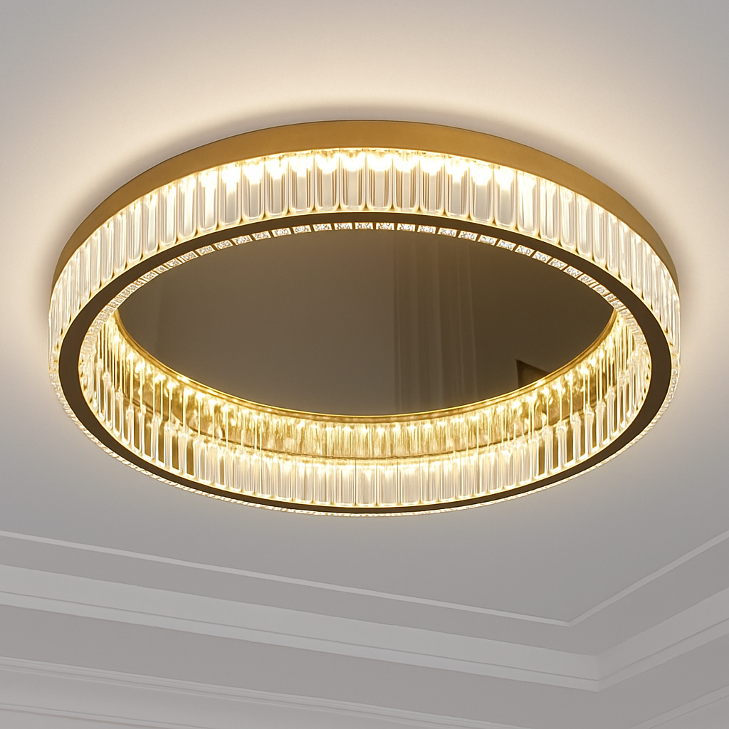 Plafonnier luxe moderne LED dorée rond - vue 5 sur 13