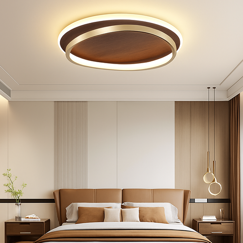 Plafonnier moderne couleur noyer led intérieur maison décor