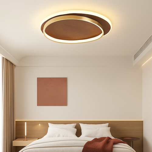 Plafonnier moderne couleur noyer led intérieur maison décor - vue 4 sur 12