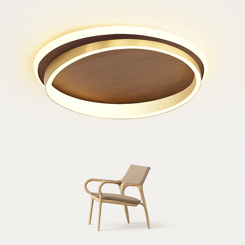 Plafonnier moderne couleur noyer led intérieur maison décor