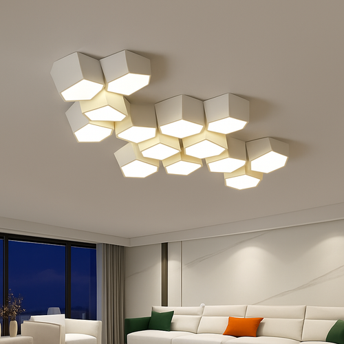 plafonnier moderne en alliage design géométrique pour décoration intérieure - vue 4 sur 12