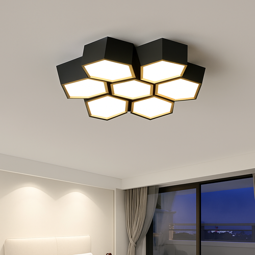 plafonnier moderne en alliage design géométrique pour décoration intérieure - vue 5 sur 12