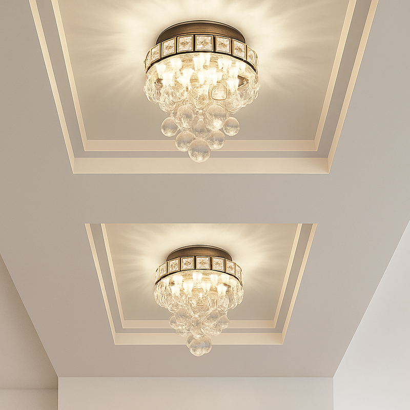 Plafonnier moderne en cristal led suspendu intérieur chrome