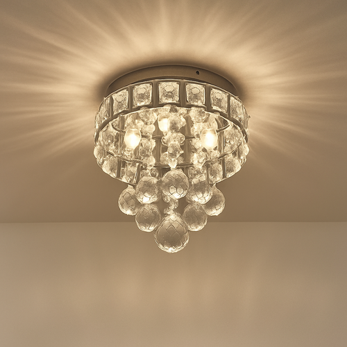 Plafonnier moderne en cristal led suspendu intérieur chrome - vue 3 sur 8