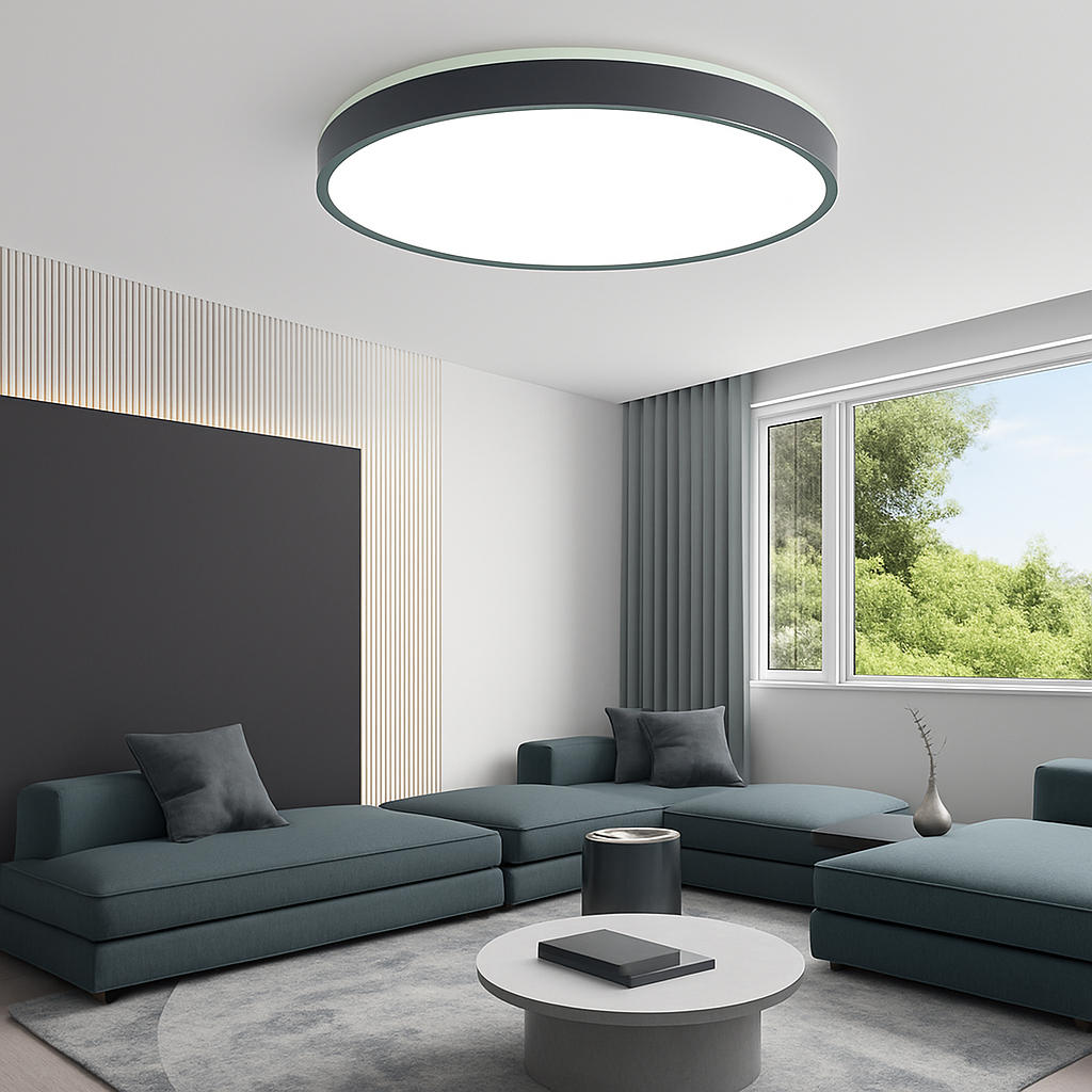 Plafonnier moderne LED métallique circulaire et fin Glenn - vue 5 sur 15
