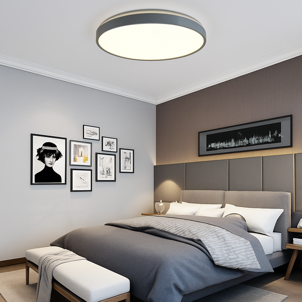 Plafonnier moderne LED métallique circulaire et fin Glenn - vue 7 sur 15